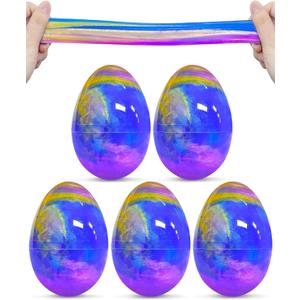 Greingways 5 Pack Prefilled Easter Eggs Galaxy Slime Toys, Teens Easters Basket Stuffers Egg Fillers, Easter Games Gift Party Favors Filled Egg for Kids Boys Girls Toddlers (Blue+Purple+Gold)