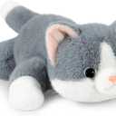Ditucu Weighted Cat Stuffed Animal 0.6 lbs Cute Realistic Kitten Plush Toys 11.8 inch Soft Plushies Gifts for Kids Grey