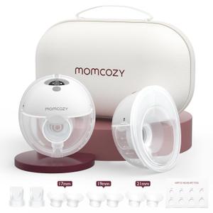 Momcozy M5 Hands-Free Wearable Breast Pump, Double-Sealed Flange for Baby-Like Comfort, 3 Modes & 9 Suction Levels, Portable Electric Pump  24mm, 2-Pack Quill Gray