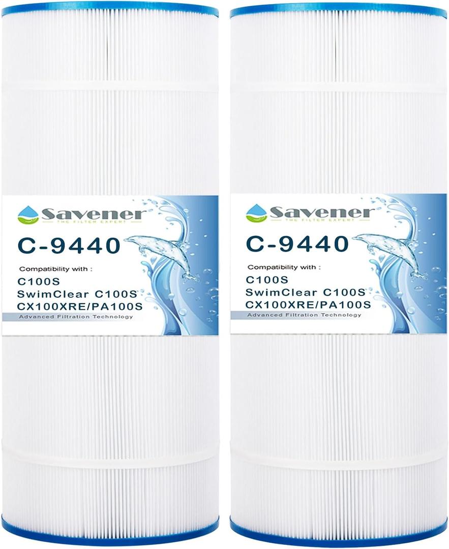 Pool Filter Compatible with C100S, Hayward SwimClear C100S, CX100XRE, PA100S, Unicel C-9440, Ultral-D3, 100 sq.ft, Cartridge Pool Filter 2 Pack