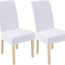 Smiry Velvet Stretch Dining Room Chair Covers Set of 2, Soft Removable Washable Chair Slipcovers Kitchen Parsons Chair Protector, Raw White