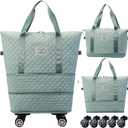 Expandable Foldable Wheeled Travel Duffle Bag - Detachable Rolling Wheels Carry On Gift