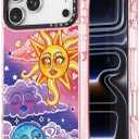 for iPhone 17 Pro Max Case Cute - Military-Grade 20 ft Drop Protection Shockproof Phone Case - Funny Day and Night Design (6.9") Glitter Pink
