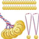 Hicarer 30 Pieces 2.36 Inch Plastic Gold Medals for Awards Sports Soccer Football Medals for Awards Gymnastics Winner Competition Party Favors