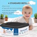 4 Pack Jumbo Square Bags Refill Compatible with Diaper Genie Compact | Compatible with Select Pails, Max Order Control, Holds Up to 810 Newborn Diapers, Disposal Bag Refills with Continuous Film