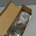 Reallnaive 3 Pcs 4.7inch Christmas Mason Jars Centerpieces for Tables Glass Christmas Table Decorations Frosted Pine with Berry Branch Rustic Tiered Tray Decorative Jar for Mantle Kitchen Home Decor