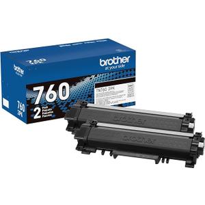 Brother Genuine High-Yield Black Toner Cartridge Twin Pack TN760 2Pk, TN7602PK,2 Pack