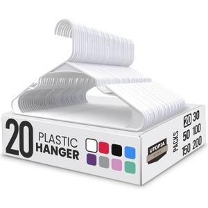 Utopia Home Clothes Hangers 20 Pack - Plastic Hangers Space Saving - Durable Coat Hanger with Shoulder Grooves (White)