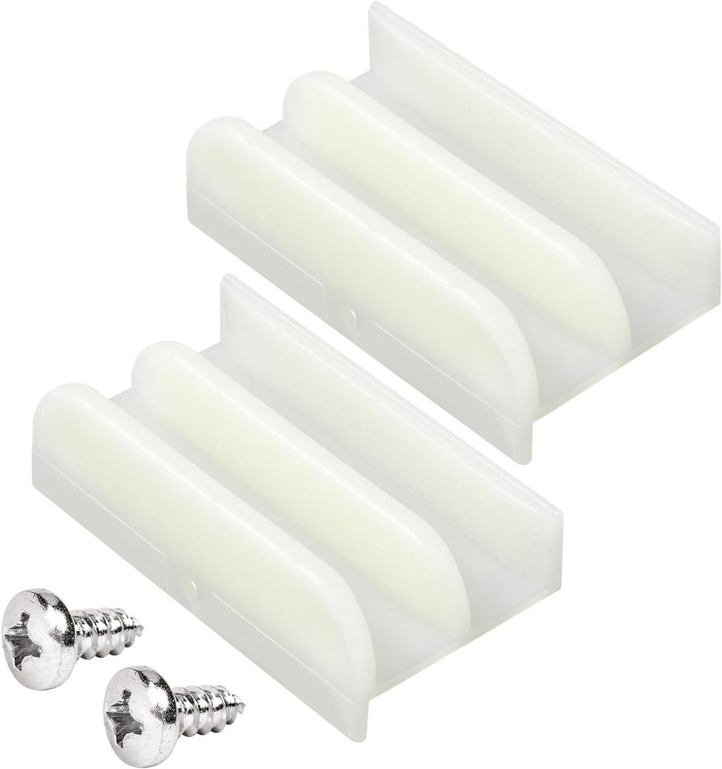 M6219 Sliding Shower Door Bottom Guide for Sliding Shower Door (Top Hung) Shower Door Guide, 1/2 in Channels for Glass Shower Door Plastic Guide2 Pack (White)