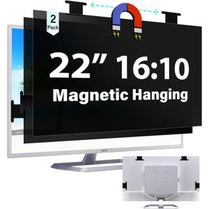 [2 Pack] Magnetic Hanging 22 Inch Computer Privacy Screen for 16:10 Aspect Ratio Widescreen Monitor, Eye Protection Anti Glare Blue Light Computer Monitor Privacy Filter, Removable 22in Protector Film