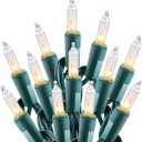 Minetom Clear Christmas String Lights 100 Count 20 Feet Incandescent Bulb Mini Lights for Indoor Xmas Tree Garland Birthday Wedding Party Festival Decoration, Green Wire (Clear Warm White)