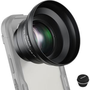 NEEWER HD 65mm Telephoto Phone Camera Lens with Lens Hood Only for 17mm Thread Lens Backplate Cell Phone Cage Case, 1.7X Zoom Lens Attachment Compatible with iPhone 16 15 S25 S24 Ultra Android, LS-66