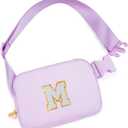 Gifts for Girls 3 - 12 Year Old Teens Kids Daughter Sister Her - Fanny Pack Crossbody Bag Cute Stuff for Girls Teen Trendy Belt Bags | Initial White M,Lavender Bag