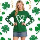 St Patricks Day Shirt Women Lucky Shamrock T-Shirt Saint Patricks Day Long Sleeves (Green, XL)