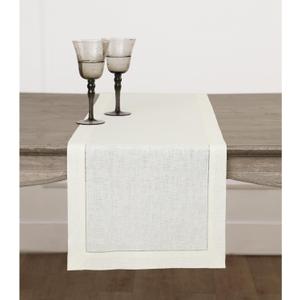 Solino Home Linen Ivory Table Runner 90 Inches Long - 100% Pure Linen Hemstitch 14 x 90 Inch Table Runner for Dining, Spring, Summer, Mothers Day - Classic Hemstitch