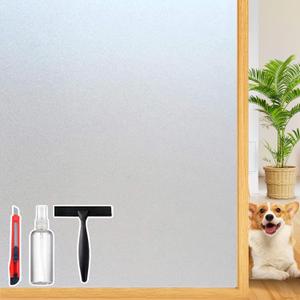Frosted Glass Window Privacy Film Decorative with Tools, 2 Way Frosting Privacy Film for Glass Windows, Static Cling Tint for Home Anti-UV, 29.5" by 157.4" (29.5 Inch x 157.4 Inch, Frosted White)