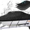iCOVER Trailerable Boat Cover- 23'-24' Heavy Duty Waterproof Tarp Covers with Storage Bag, Fits V-Hull, Fish&Ski, Pro-Style, Fishing, Runabout, Bass Boats, up to 23ft-24ft Long and 102" Wide (Black)