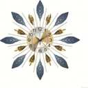 Large 21.6 inch (55 cm) Metal Wall Clock,Silent Non,Ticking Modern Metal Leaf DesignDecorative 3D Wall Clock in Blue Gold Color