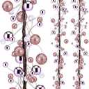 WILLBOND 9 ft Rose Gold Christmas Ball Garland Ball Ornaments Hanging Baubles Ornament for Xmas Christmas Tree Fireplace Wreath Indoor Outdoor Home Office Decoration