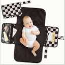 Tiny Twinkle Portable Diaper Changing Pad | Waterproof, Wipeable & Compact Baby Changing Pad for Travel | Smart Wipes Pocket & Organized Storage| Newborn Shower Gift (Black Checkers)