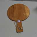 Samhita Round Acacia Wood Cutting Board with Handle for Chopping and Serving Charcuterie, Cheese, Pizza, Bread - Wall Dcor (13" X 9" X 0.75")