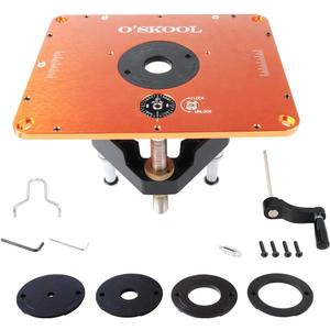O'SKOOL Router Lift Systems for 4.2" Diameter Motors, 9-1/4'' x 11-3/4'' Plate 5-Piece Insert Ring Kit, RTS013