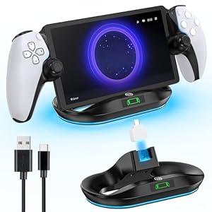 Charging Stand for PS Portal Remote Player, PS Portable Charging Dock with Light Modes, PS Portal Stand Charger, Portal Dock Station with Magnetic Connector, PS Portable Holder Charging Base, Black