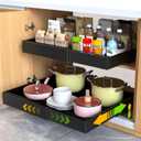 Mlinavn 2 Pack Pull Out Cabinet Organizer,21" Deep Slide Out Drawer Organizers,No Drill Pull Out Drawers Adhesive with Nano Compatible Framed Cabinets Shelves for Kitchen Pantry Adjustable Width (Black)
