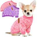 2 Pack Dog Sweaters for Small Dogs Girl Boy Winter Fleece Clothes Warm Soft Dog Sweatshirt Outfit for Dogs Cats Pet Apparel (Pink+Purple, M (Back: 13.7",Chest: 17.7", 10- 14 lbs))