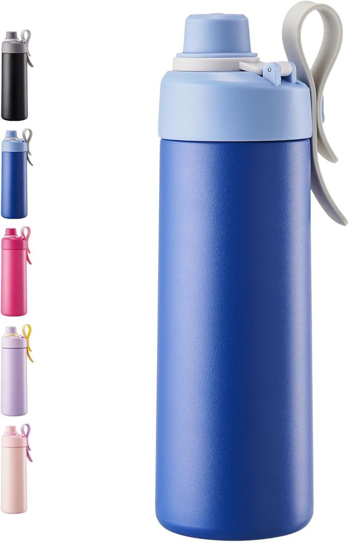 Fijinhom 18 oz Insulated Water Bottle with Handle, 304 Stainless Steel Double Wall Vacuum, Keep 24H Cold, Leak Proof, with Lid & Non-Slip Bottom for Outdoor, Sports, Work, Travel (Blue)