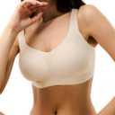 2 x Womens Seamless Wireless Bras Supportive Push Up Bralettes (Beige, S)
