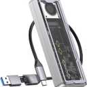 ORICO 40Gbps M.2 NVMe SSD Enclosure with Built-in Cooling Fan, Tool-Free Installation Aluminum NVMe Case, Support 2230 2242 2260 2280(M Key), Compatible with Thunderbolt 3/4 USB4/3.2/3.1/3.0/2.0