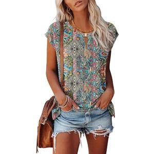Kistore Women's Summer Casual V Neck Tank Tops Cap Sleeve Loose Fit Blouses Tunic Shirts (M)