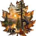 Wooden Puzzles for Adults, Brown Bear Autumn Maple Leaf Wooden Jigsaw Puzzle, Unique Animal Shaped Wood Puzzles Adult, Creative Gifts for Friends/Family/Puzzle Lovers, Home Decor (M-11.4 * 10.6in 155pcs)