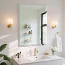 22x30 Inch Frameless Wall Mirror with 1" Beveled Edge, Frameless Rectangle Mirror for Bathroom, Vanity, Living Room