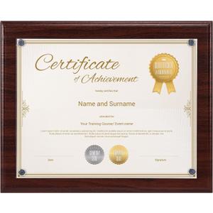 PETAFLOP Wooden 8.5x11 Picture Frame, Brown Certificate Award Document Plaque Wall Mounted Display, Single