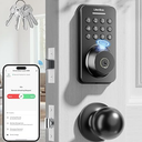 Ulecoce Keyless Entry Door Lock with Handle Set  Builtin WiFi, Fingerprint, App Control & Doorbell, Electronic Keypad Deadbolt with OneTime Code, AutoLocking, Easy to Install