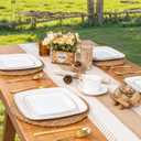 bUCLA 50PCS White and Gold Plastic Plates Disposable - Square Gold Heavy Duty - Include 25 Each (Dinner & Dessert) Plates for Party & Wedding
