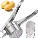 Potato Ricer 15oz Stainless Steel by Zorgons - Sturdy Masher for Creamy Mashed Potatoes, Sweet Potato Smasher with Comfort Grip Handle - Essential Kitchen Gadget for Pressing and Mashing