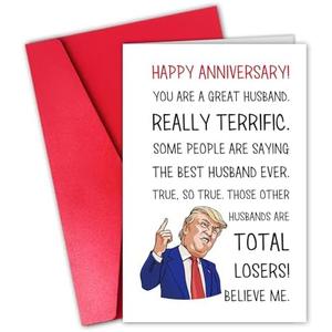 CSMOSJgreetings Trump Anniversary Card for Husband Him, Funny Anniversary Card from Wife Her, You are a Great Husband