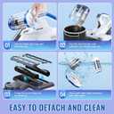 JPHYLL Mattress Vacuum Cleaner, 16Kpa Bed Vacuum Cleaner with 253.7nm UV-C Light, 30000 RPM/Min Dual Brushroll Rotation & Ultrasonic Tech, 10'' Dual Widened Suction Port, 500W, Corded, White/Blue