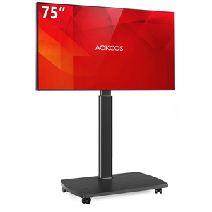 Rolling TV Stand for 43 50 55 60 65 70 75 Inch TVs, Portable Mobile TV Stand on Wheels, 10-Level Height Adjustable TV Cart with Swivel & Tilt Mount for Bedroom/Living Room/Office/Corner