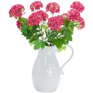 EUEUZLT Hydrangea Artificial Flowers Fake Hydrangeas - Silk Flowers 4 Pack 28 Inch Long with 12 Real Touch Blooms, Snowball Viburnum for Wedding and Home Decor(Rose red)