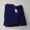 Yimobra Bathroom Rugs Non Slip Washable - Ultra Soft Absorbent Chenille Bath Mat, Quick Dry Shaggy Floor Carpet for Tub Shower, Navy Blue Home Decor Accessories, 24x17 Inch