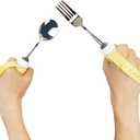 Adaptive Utensils Spoons Forks Set Weighted, Non-Slip Handles & rubber strap, for Hand Tremors & Muscle Weakness, Arthritis, Parkinsons, Elderly; Dishwasher Safe,Stainless Steel