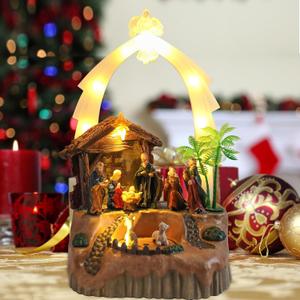 Vipush Christmas Manger Nativity Scene Decoration with LED Lights - Exquisite Holiday Display Featuring Mary, Joseph, Baby Jesus, and More