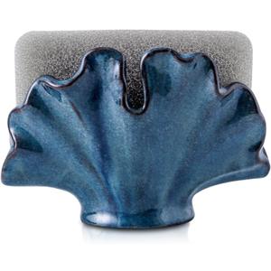 Uiddo Ceramic Sponge Holder, Sponge Holder for Kitchen Sink, Compact Sink Caddy Organizer-Scouring Pad and Dish Sponge Holders, Farmhouse Kitchens Decor Cute Kitchen Gadgets Accessories(Blue)