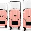 3PCS Clear PVC Suitcase Cover Protectors Transparent Luggage Covers Waterproof Wheeled Suitcase Dust Cover Dustproof Travel Luggage Sleeve Protector 20"+24" 28" (3PCS Upgraded)