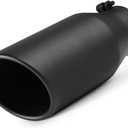 A-KARCK Exhaust Tip 4 Inch Inlet, Universal 4'' Inlet 6" Outlet 15" Long Stainless Steel Bolt On Exhaust Tailpipe Black Muffler Tip for Truck (4" to 6", 15" long)