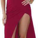 Womens Cowl Neck High Slit Backless Bodycon Dresses Sleeveless Bow Tie Slim Fit Club Party Maxi Dresses (Red, M)